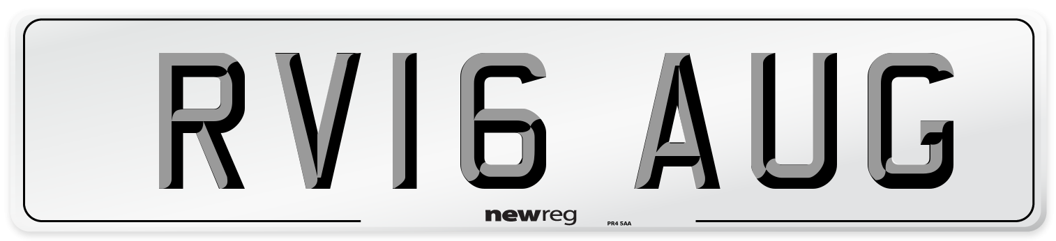 RV16 AUG Number Plate from New Reg